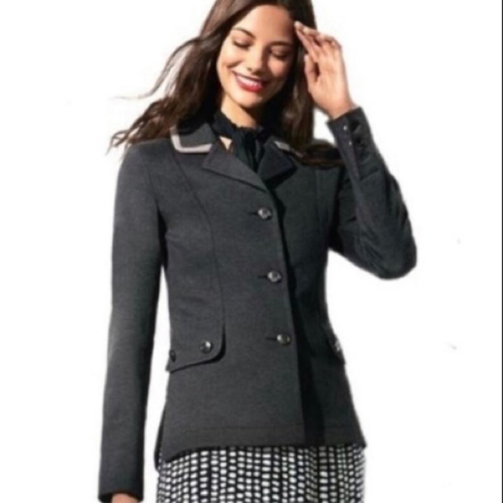 Cabi Gray Ponte Knit Crew Blazer S